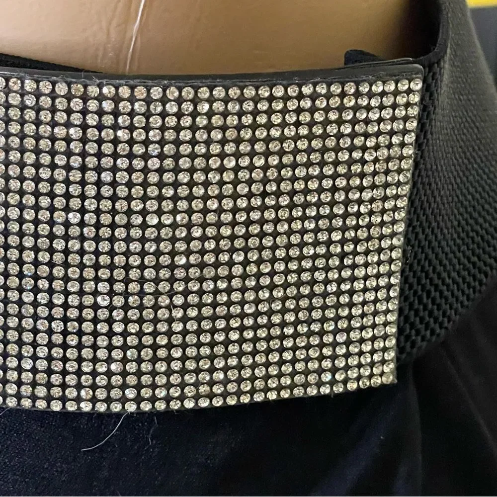 YIK Fung Stretchy Crystal Belt Black with silver Crystals